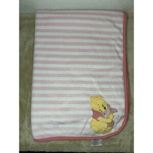 Disney Baby Blanket Pooh Piglet Hugging Pink Striped Stripe Kids Line LLC 2011